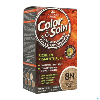 Color&soins 8n blond ble    135ml 3chenes