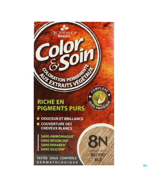 Color&soins 8n blond ble    135ml 3chenes