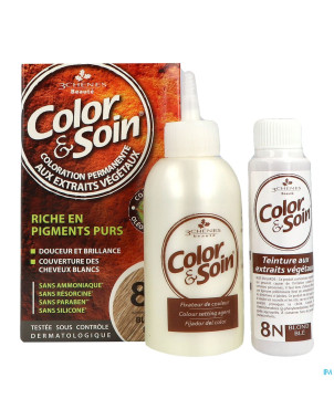 Color&soins 8n blond ble    135ml 3chenes