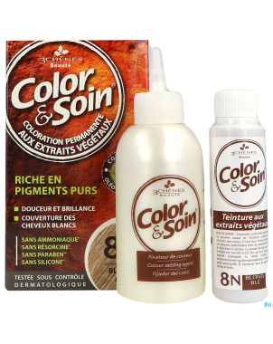 Color&soins 8n blond ble    135ml 3chenes