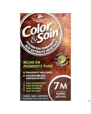 Color&soins 7m blond acajou    135ml 3chenes