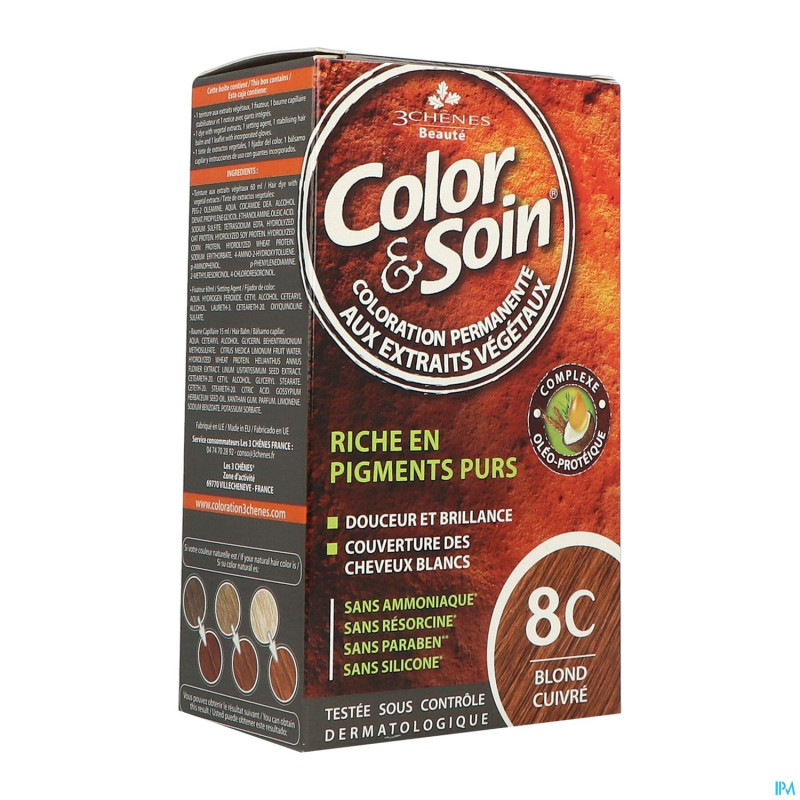 Color&soins 8c blond cuivre    135ml 3chenes