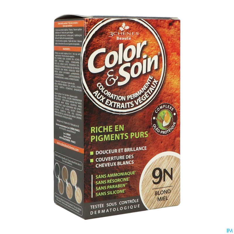 Color&soins 9n blond miel    135ml 3chenes