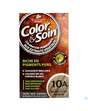 Color&soins 10a blond clair cendre   135ml 3chenes