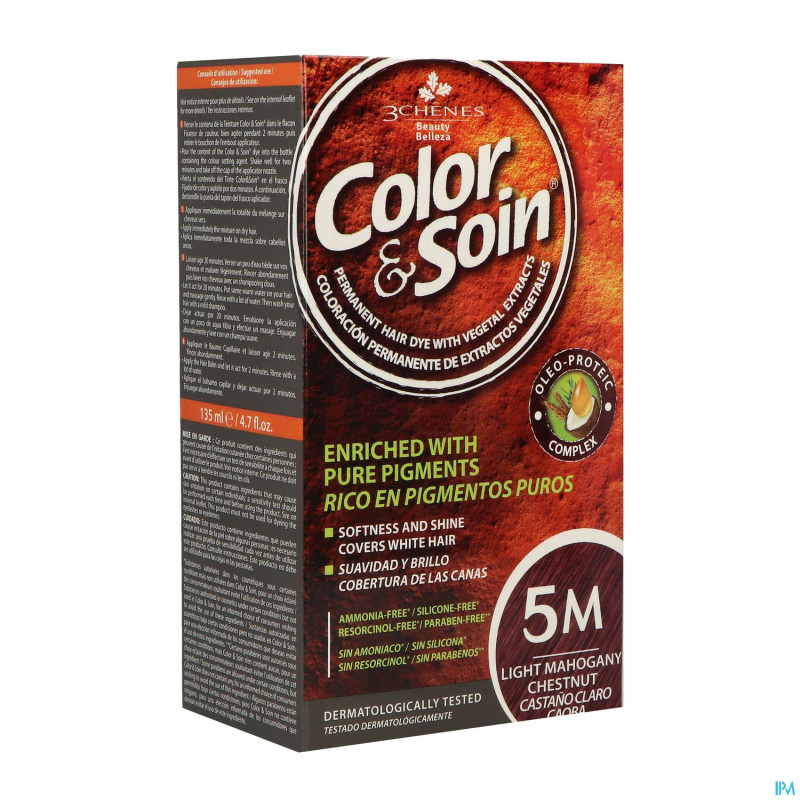 Color&soins 5m chatain clair acajou  135ml 3chenes