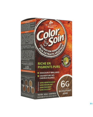 Color&soins 6g blond fonce dore    135ml 3chenes
