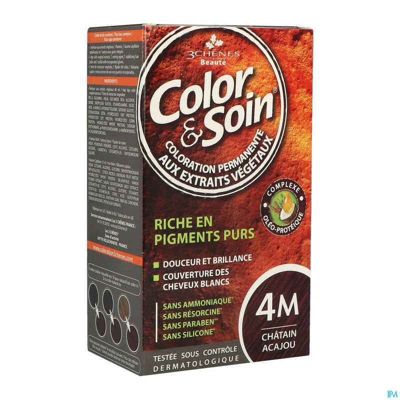 Color&soins 4m chatain acajou    135ml 3chenes