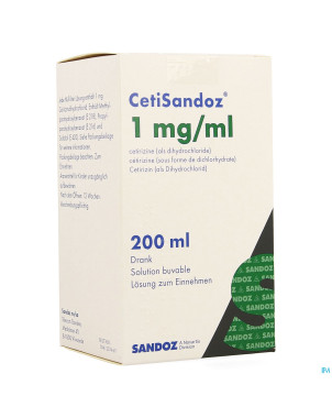 Cetisandoz sandoz sol per os 200 ml 1 mg/ml