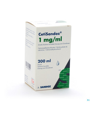 Cetisandoz sandoz sol per os 200 ml 1 mg/ml