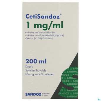 Cetisandoz sandoz sol per os 200 ml 1 mg/ml
