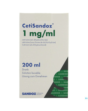 Cetisandoz sandoz sol per os 200 ml 1 mg/ml