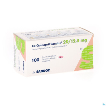Co quinapril sandoz 20/12,5mg comp pell 100