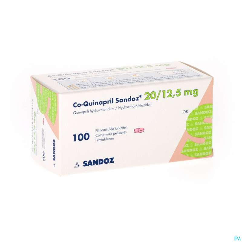 Co quinapril sandoz 20/12,5mg comp pell 100