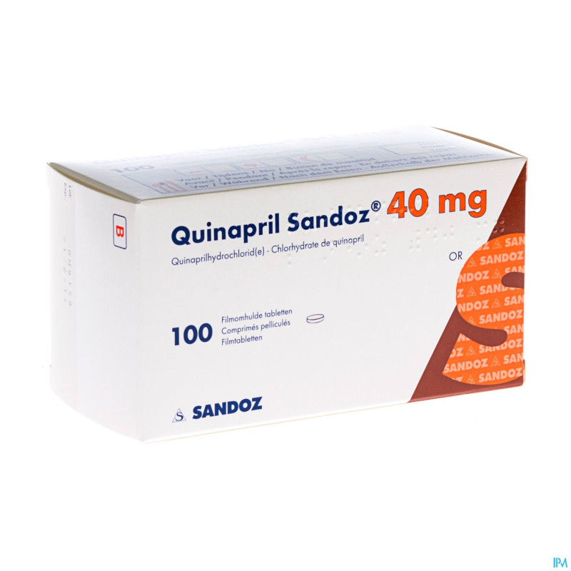 Quinapril sandoz 40 mg comp pell 100