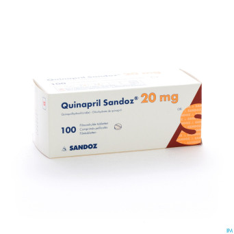 Quinapril sandoz 20 mg comp pell 100