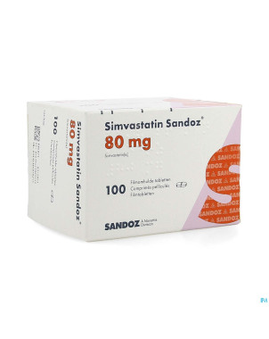 Simvastatin sandoz 80mg comp 100 alu/pvc