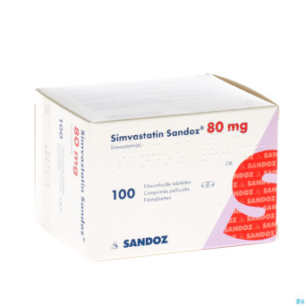 Simvastatin sandoz 80mg comp 100 alu/pvc