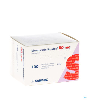 Simvastatin sandoz 80mg comp 100 alu/pvc
