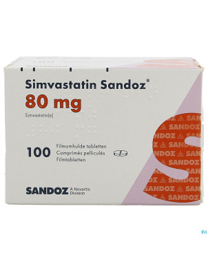 Simvastatin sandoz 80mg comp 100 alu/pvc