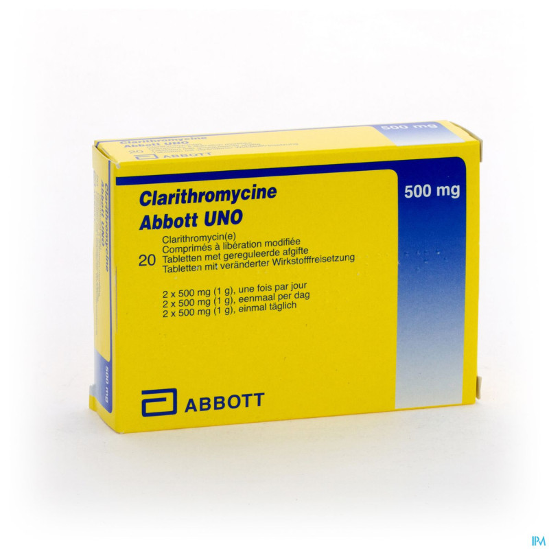 Clarithromycine abbott uno comp 20 x 500 mg