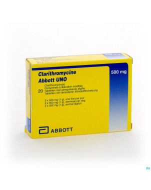 Clarithromycine abbott uno comp 20 x 500 mg