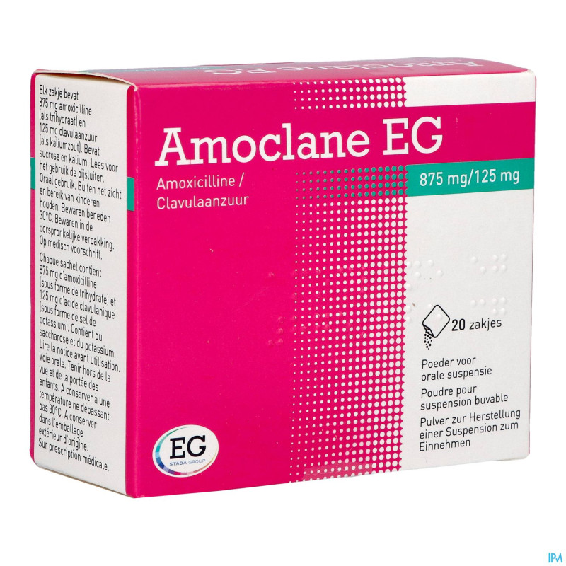 Amoclane eg 875mg/125mg susp.buvable sach 20