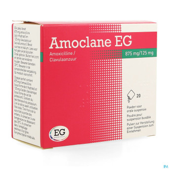 Amoclane eg 875mg/125mg susp.buvable sach 20