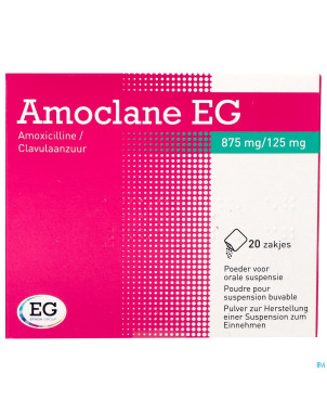 Amoclane eg 875mg/125mg susp.buvable sach 20