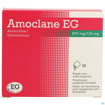 Amoclane eg 875mg/125mg susp.buvable sach 20